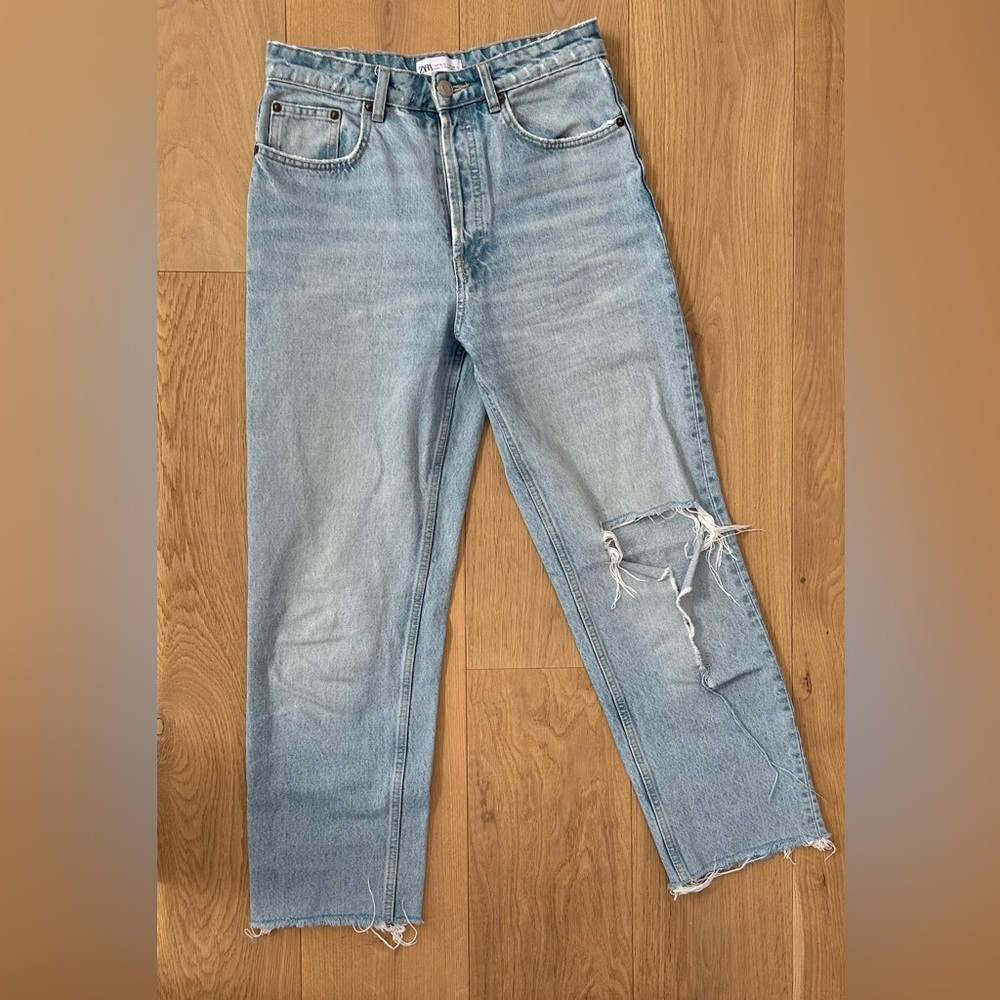 Zara Ripped Straight Jeans